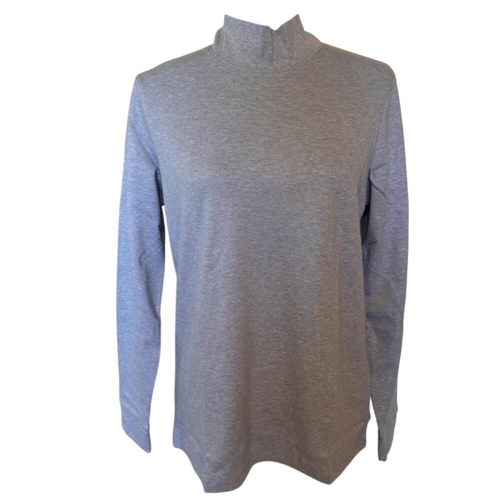 NWT L.L. Bean Light Blue Heather Mock Turtleneck Long‎ Sleeve Shirt Size Medium